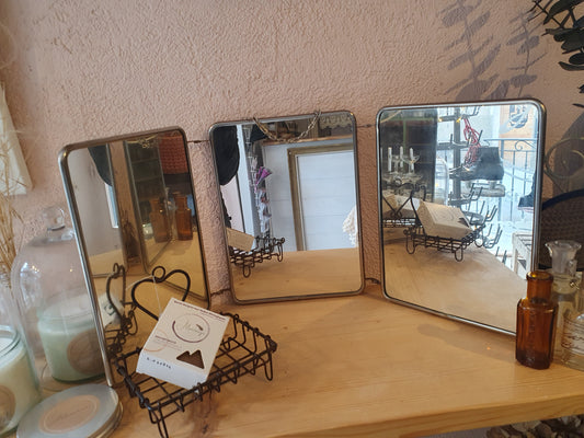 Miroir de barbier triptyque