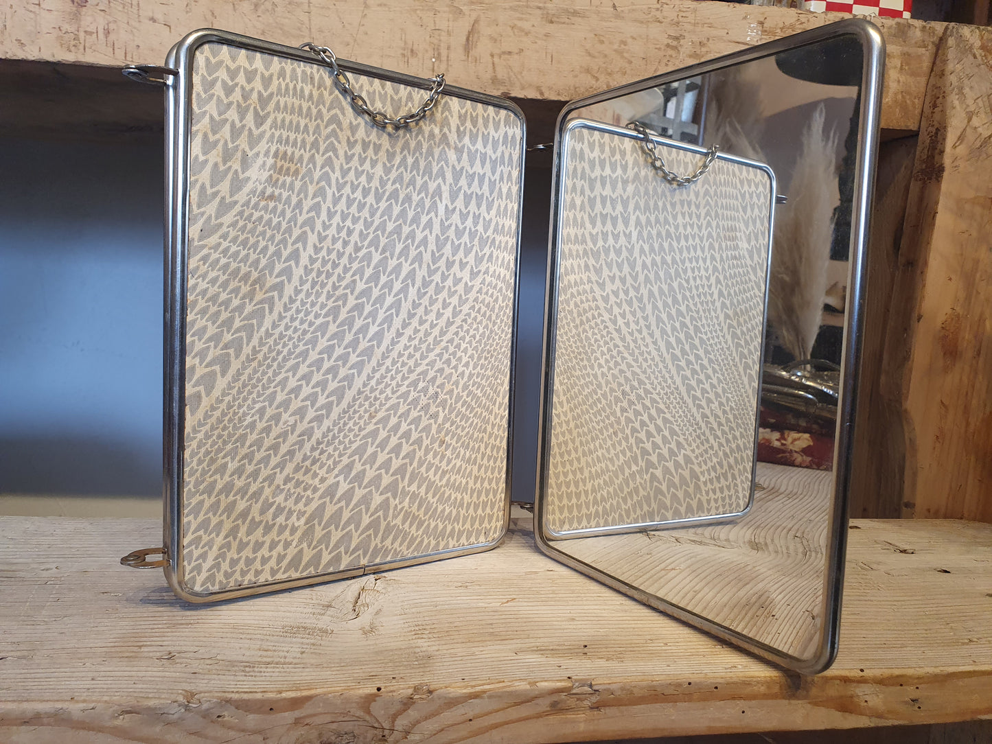 Miroir de barbier triptyque